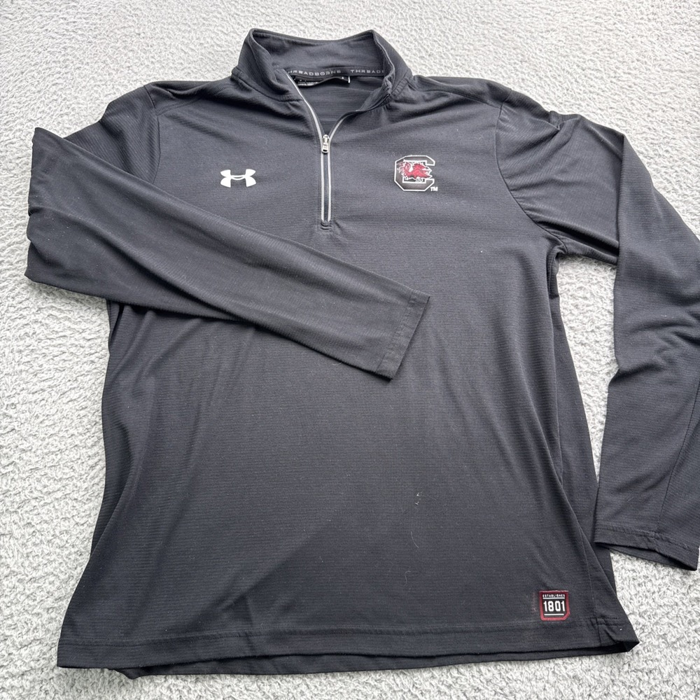 SC Gamecocks Under Armour 1/4 Zip Mens Large Heatgear Threadbourne Pullover NCAA